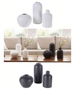 NIB VCNY Handcrafted Stoneware Vases, Set of 3 Choice of Black /White 17... - €42,57 EUR