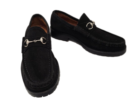 GUCCI Black Suede Horsebit Accent  Loafers with Lug Soles - Size 8 - £240.38 GBP