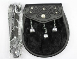 Black Semi Dress Sporran 3 Tassels With Chain Belt - $1,128.65 MXN