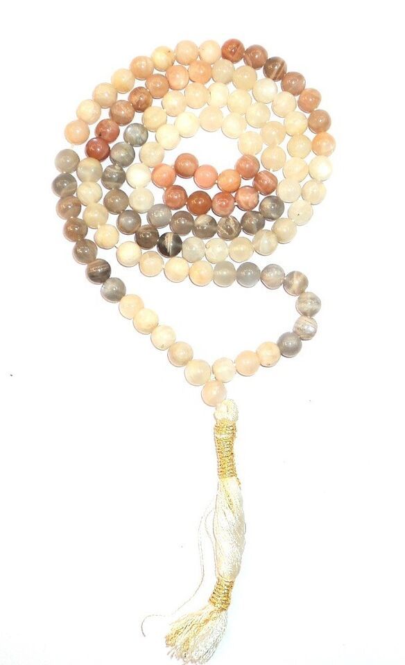 Natural Moon Stone Mala - 7 mm - 108+1 beads - $123.74