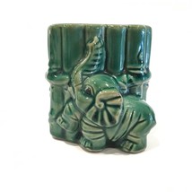 Majolica Elephant &amp; Bamboo Vintage Small Planter Pot Vase 3&quot; - £23.54 GBP