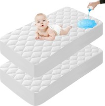 Lunsing 2 Pack Waterproof Crib Mattress Protector, Soft and - £25.76 GBP