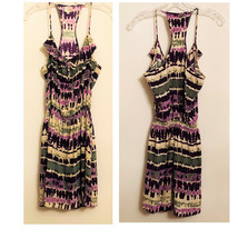 Parker Silk Racerback Sleeveless Straps Multicolor Abstract Print Dress ... - $36.50