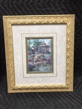 13.75” X  15.75” Vintage GOLD GILT FRAME W/triple Matted Garden Scene Beautiful - £37.07 GBP