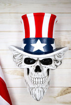Ebros Large Uncle Sam Patriotic Grinning Skull With Top Hat Wall Plaque Decor - £45.29 GBP