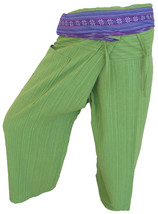 FIS21 weedgreen- Yoga Sport Wrap Trousers Fisherman Thailand Cotton pant... - $19.99