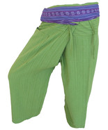 FIS21 weedgreen- Yoga Sport Wrap Trousers Fisherman Thailand Cotton pant... - $19.99