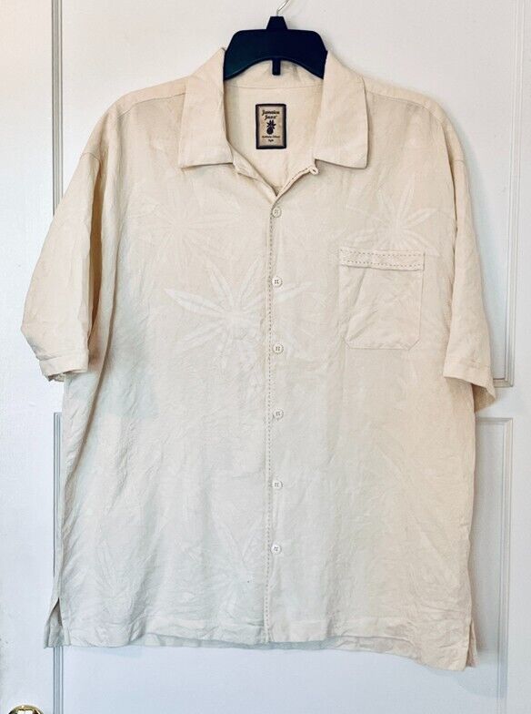 Hawaiian Style Shirt - Coconut Tree Silk Weave Pattern - Sz XL - $24.72