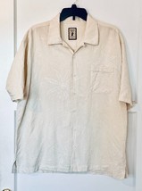 Hawaiian Style Shirt - Coconut Tree Silk Weave Pattern - Sz XL - £19.76 GBP