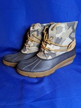 Sperry Topsider Duck Boot Saltwater Leather Canvas Green Brown US 10M  G... - $37.39