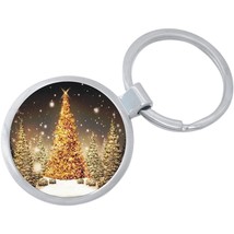 Gold Christmas Tree Keychain - Includes 1.25 Inch Loop for Keys or Backpack - £8.46 GBP