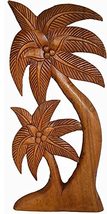 Beautiful Mahogany Wood Palm Tree with Coconuts Tropical Island Wall Art - £23.25 GBP