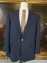 VTG Stafford 46R Navy Hopsack Gold Button 2Btn Blazer Sport Coat Jacket - $64.99