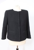 Vince 8 Black Texture Knit Wool Blend Snap-Front 3/4 Sleeve Jacket - £36.41 GBP