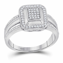 10kt White Gold Womens Round Diamond Square Cluster Ring 1/6 Cttw - £352.37 GBP