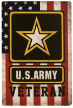 U.S. Army Veteran Vintage Novelty Metal Sign 12&quot; x 8&quot; Wall Art - $8.98