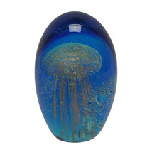 5 Inch Glass Glow In The Dark Jellyfish Paperweight Bookend Décor Sculpture - $36.25