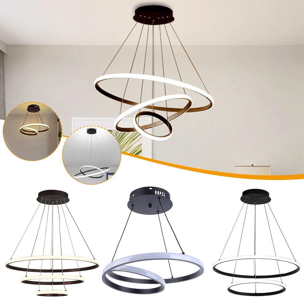 Modern LED Ceiling Chandelier Circular Ring Chandelier Living Bedroom Di... - $53.20+