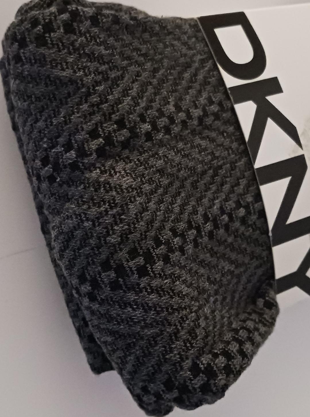 Image 1 of DKNY Ladies Chevron Knit Under Garment Flannel Stretch Leggings Dark Gray Black