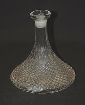 Vintage Pressed Glass Ship&#39;s Decanter w/o Stopper Diamond Pattern Barware Tool - £31.06 GBP