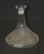 Vintage Pressed Glass Ship&#39;s Decanter w/o Stopper Diamond Pattern Barware Tool - £31.84 GBP