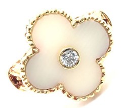 Van Cleef &amp; Arpels Vintage Alhambra 18k Yellow Gold Diamond White Coral Ring - £4,655.60 GBP