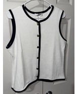 BAILEY 44 Tank Top Vest, White/ Black Trim, BUTTON UP Women&#39;s SZ L NEW - $95.93 CAD