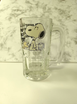 Vintage Snoopy &amp; Woodstock Root Beer 12 Oz Glass Mug P EAN Uts Heavy Glass 1965 - £11.01 GBP