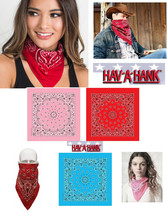 6 HAV-A-HANK Paisley Bandana Scarves Face Mask Neck Head Wrap Scarf Hanky Cover - $18.99