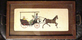 Vintage Crewel Embroidered Picture Framed Tray Art Chauffer Ladies Horse... - $139.95