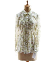 PENDLETON Sheer Women Floral Print Button Down Linen Blend Blouse Top Si... - £16.63 GBP