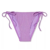 Xhilaration  Juniors&#39; Metallic Ribbed Cheeky String Bikini Bottom Purple XS S XL - £11.96 GBP