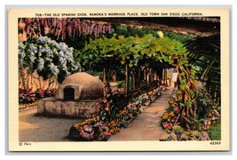 Ramonas Marriage Place Spanish Oven San Diego California UNP Linen Postcard C20 - £1.44 GBP