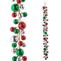 RAZ Ball Garland 48-inch Length Red Green and Silver Plastic Christmas D... - $59.38