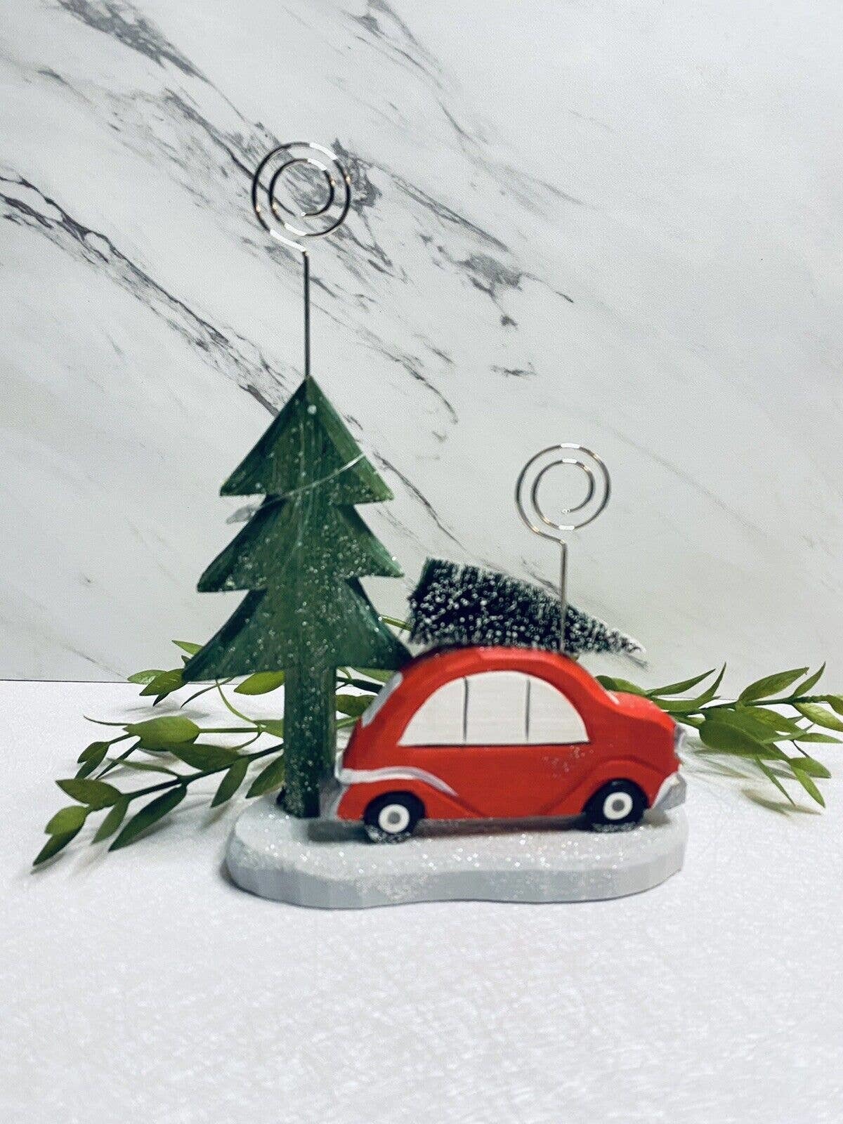 St. Nicholas Square Wood Car with Tree Photo Clips NWOT Free Shipping - $12.74