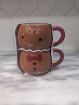 BRAND NEW Target Set of 2 Stackable Gingerbread Coffee Mugs Christmas Ceramic - £11.74 GBP