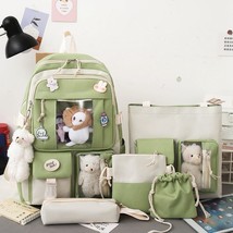 5pcs Kawaii Women Backpack Cartoon Pattern Korean Cute Student Girl Schoolbag Bo - £39.93 GBP