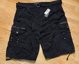 NWT Vintage Belted Cargo Shorts Wide Leg Rivets Black Sz 44 PJ Mark Y2K - $19.75
