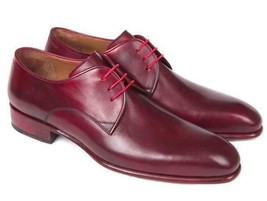 Paul Parkman Mens Shoes Derby Burgundy Leather Handmade Hand-Painted 633... - $379.99