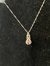 Pink Sapphire & Diamond Pendant in Sterling Silver with 18” Silver 925 Chain - £90.27 GBP