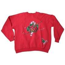 Vintage 90’s Holiday Time Candy Care Holly Christmas Sweatshirt XL Granny Core - £13.90 GBP