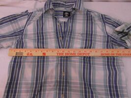 Men Timberland Small Blue Green White Checkered Button Front Casual Dres... - $210.16 MXN