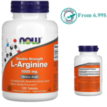 NOW Foods L-Arginine Double Strength 1000 mg Amino Acid 120 Tablets Kosher Vegan - $28.61