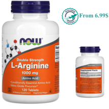 NOW Foods L-Arginine Double Strength 1000 mg Amino Acid 120 Tablets Kosher Vegan - £22.36 GBP