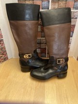 Michael Kors Two Tone Brown Black Leather Boots Womens 5.5 - £43.95 GBP