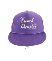 Vtg 80s French Quarter New Orleans Spell Out Roped Trucker Hat Snapback Purple - £22.96 GBP