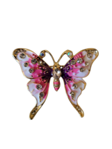 Rinhoo Jewelry Rhinestone Brooch Pin - New - White/Pink/Purple Butterfly - £11.85 GBP