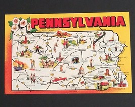 Penn PA State Map Large Letter Greetings Dexter Press c1960s UNP Postcard (b) - $4.99