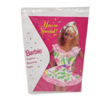 VINTAGE 1994 MATTEL BARBIE FASHION GREETING CARD YOU&#39;RE SPECIAL FLOWER D... - £18.26 GBP