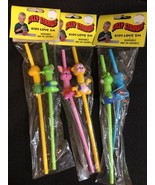 RARE Vintage Animal Silly Straws Hartin International Bear Duck Monkey E... - $30.95 CAD